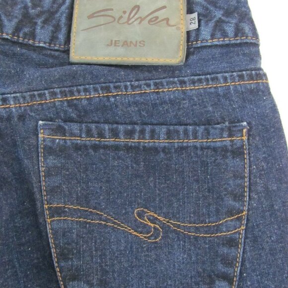 Silver Jeans Women's Size 28 (28 x 29 Measured) Bootcut Dark Wash Slit Leg - Picture 6 of 11